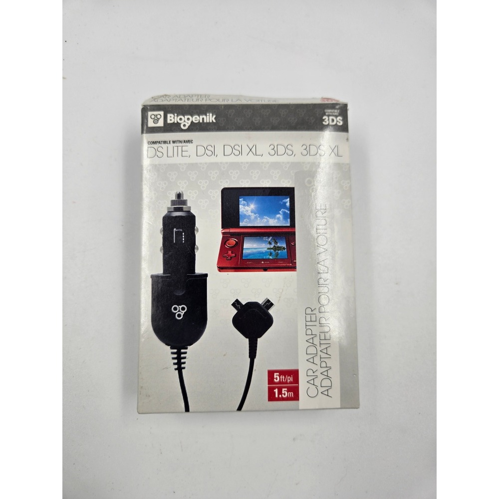 Biogenik Car Adapter for Nintendo DS Lite DSi XL 3DS XL 5ft Charging Cable Black
